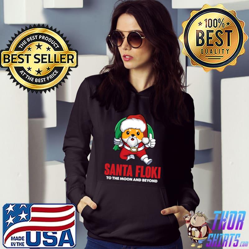 Santa Floki To The Moon And Beyond Christmas Meme Coin T-Shirt