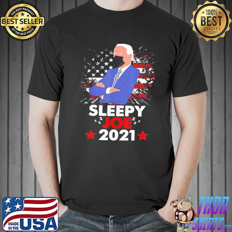 Sleepy Joe 2021 Anti Joe Biden US Flag T-Shirt