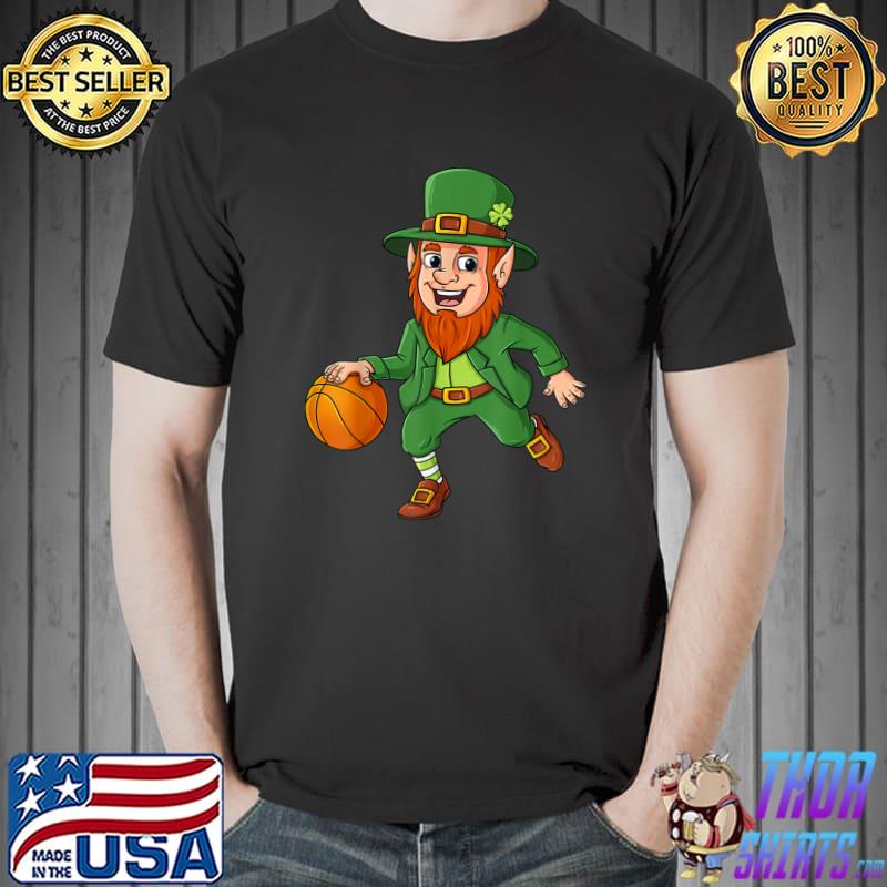 St Patricks Day Leprechaun Basketball Lucky Boys Girls Kids T-Shirt Unisex
