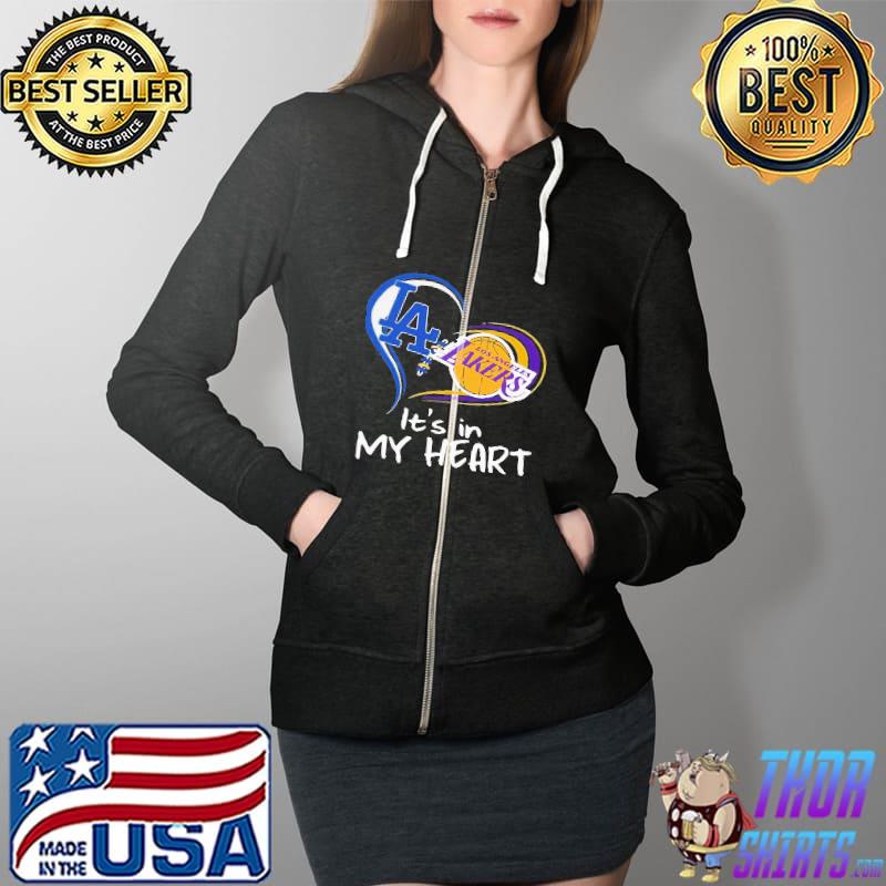 Sweet Los Angeles Raiders And Los Angeles Lakers Its In My Heart Shirt Full Zip Hooded