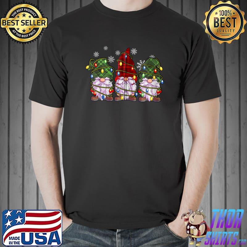 Three Gnomes Shirt Men Women Buffalo Plaid Red Christmas T-Shirt Unisex