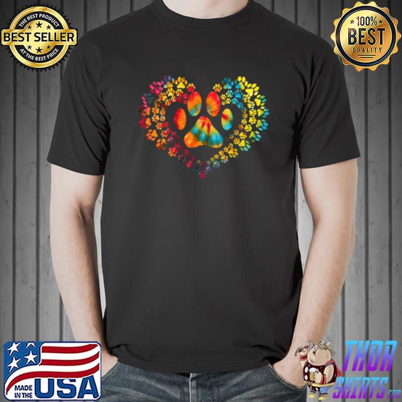 Tie Dye Love Dog Print Heart Animal Lover T Shirt Unisex