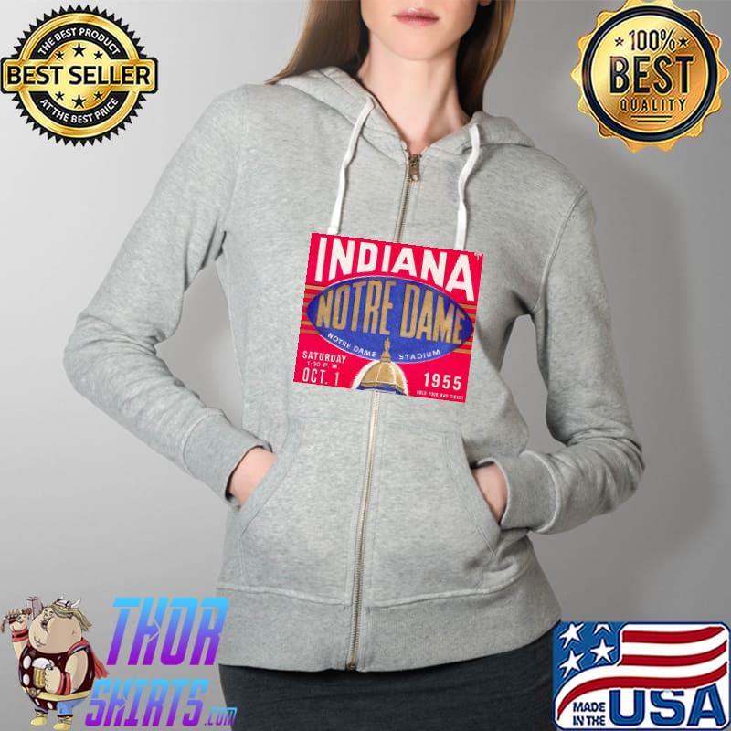 Top 1955 Indiana Vs Notre Dame Fotball Ticket Stub Art Shirt Full Zip Hooded