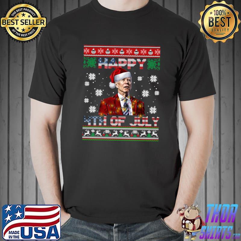 Top Happy 4th Of July Funny Joe Biden Christmas Ugly Sweater Sweat Unisex