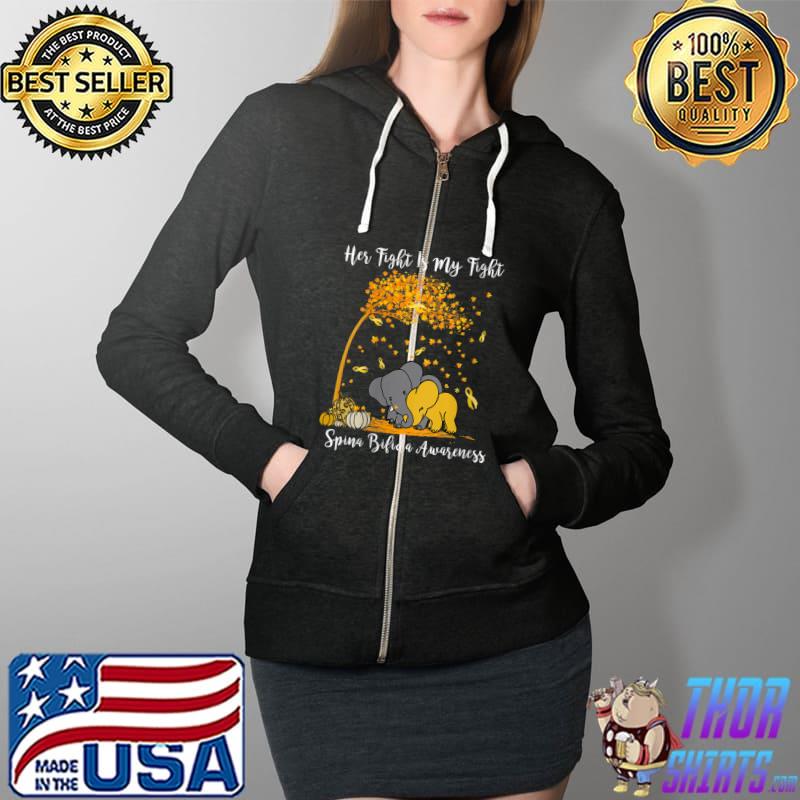 Top Ph Her Fight Is My Fight Spina Bifida Awareness Costume T-Shirt Full Zip Hooded