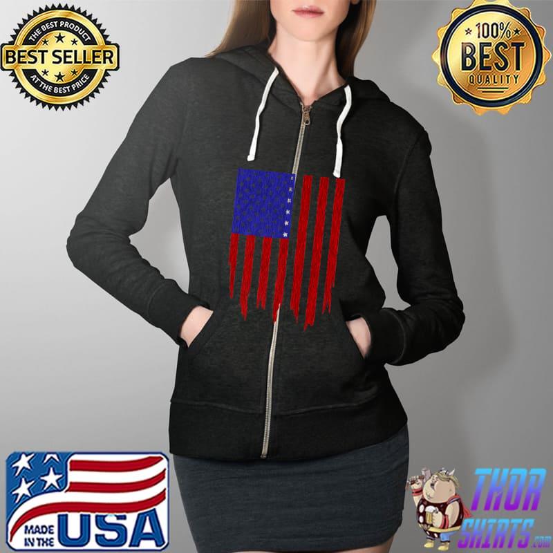 USA Flag Premium T-Shirt Full Zip Hooded