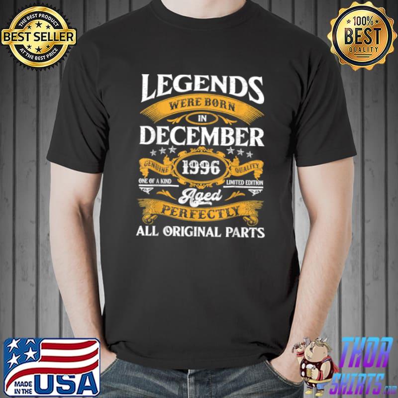 Vintage Born In December 1996 Legend 25 Years Old Birthday T Shirt Unisex