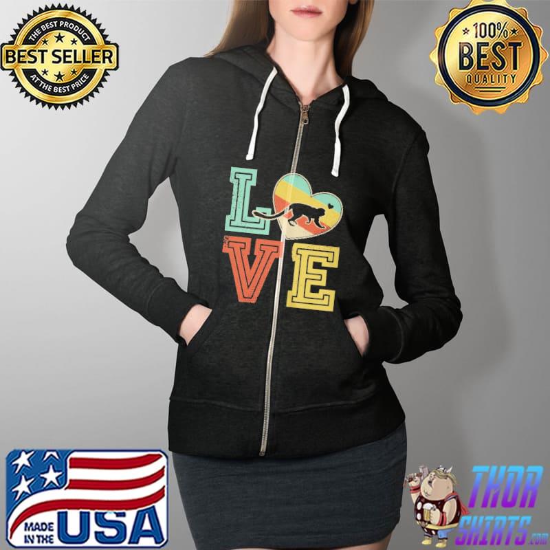 Vintage retro love monkey animals couple Valentines Full Zip Hooded