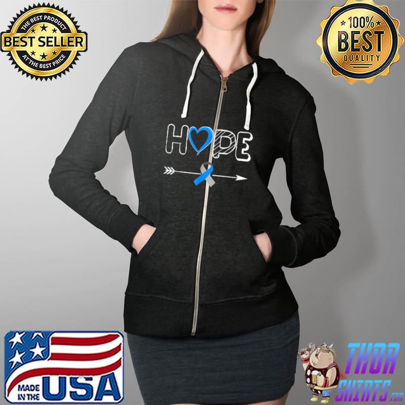 Women Hope Diabetes Type 1 Ribbon Type 2 Diabetes Awareness T Shirt Full Zip Hooded