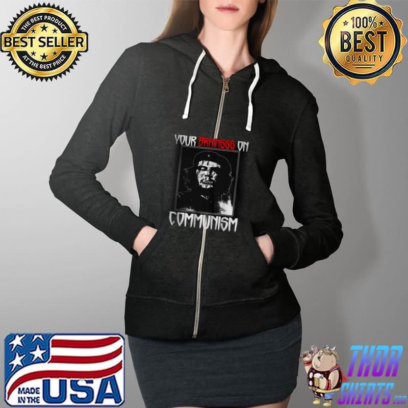 Your brain on communism (funny antI commie zombie political) Full Zip Hooded