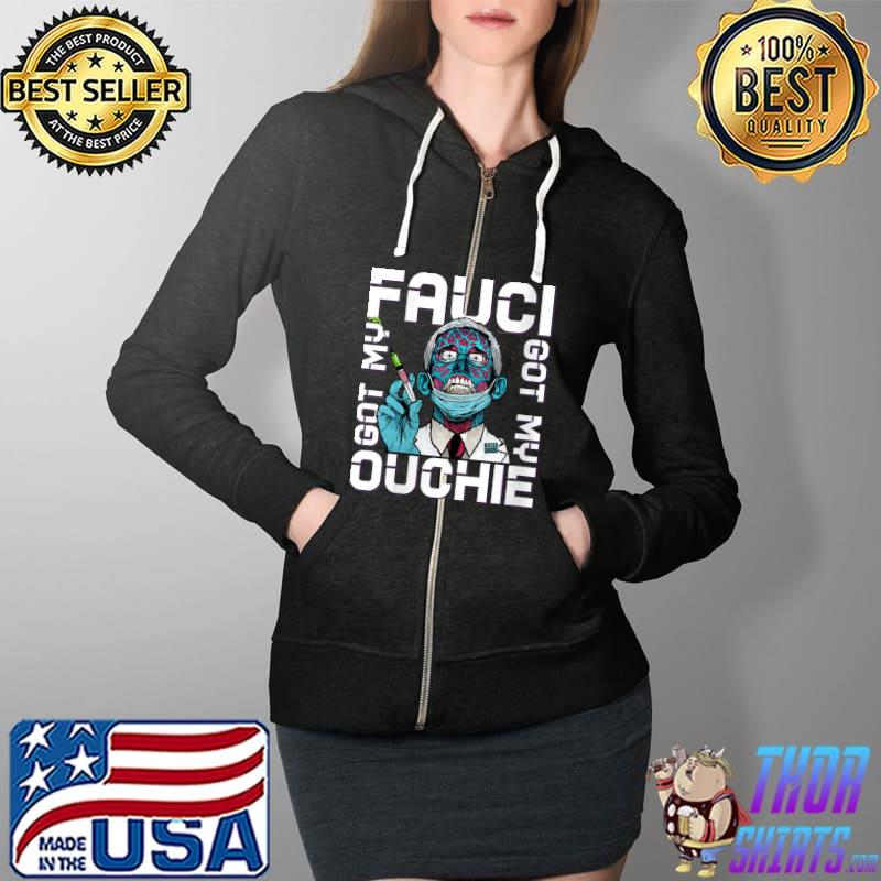 Zombie Fauci Ouchie Valentine Science FAUCH Valentine Day T- Full Zip Hooded