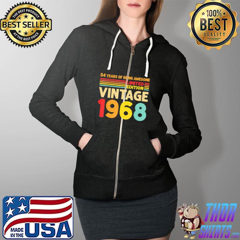 54 Years Of Being Awesome Limited Edition Vintage 1968 T-Shirt Full Zip Hooded
