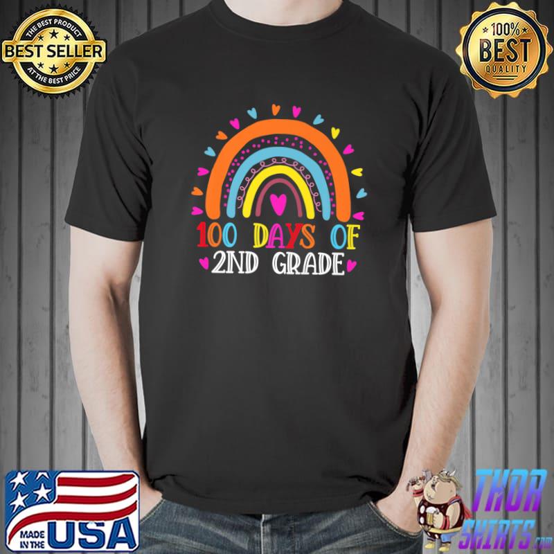 Awesome 100 Days Of School 2nd Grade Cute Rainbow Lover 100th Day Premium T-Shirt Unisex