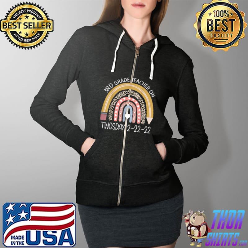 Awesome 3rd Grade Teacher On Twosday 22222 T-Shirt Full Zip Hooded