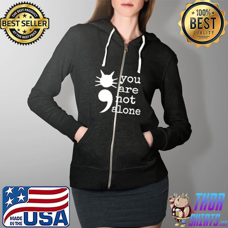 Awesome Cat Shape Semicolon Gift Suicide Prevention Awareness T- Full Zip Hooded