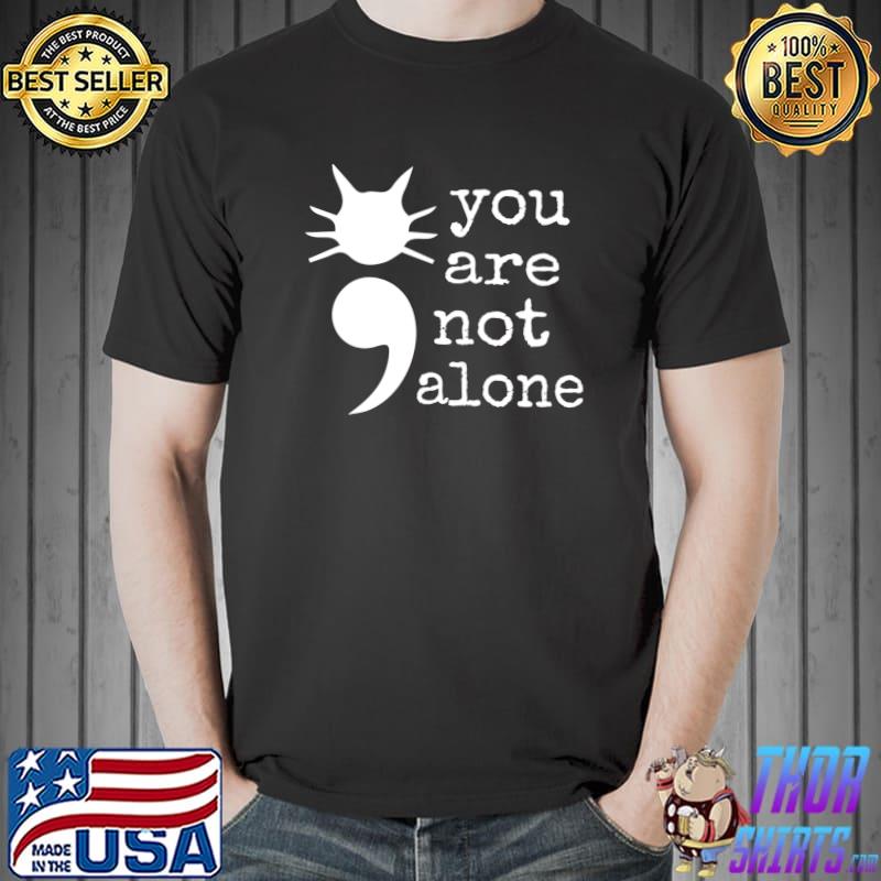Awesome Cat Shape Semicolon Gift Suicide Prevention Awareness T- Unisex