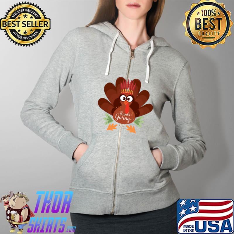 Awesome Cute Turkey Aboriginal Thanksgiving T- Full Zip Hooded