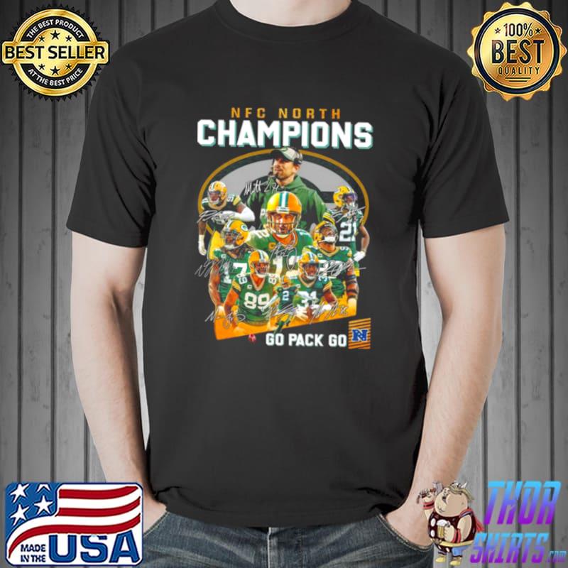 Awesome Green Bay Packers Team NFC North Champions Go Pack Go Signatures Shirt Unisex