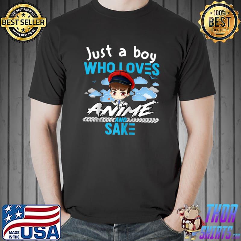 Awesome I Am Just A Boy Who Loves Anime Sake Anime Merch Otaku Raglan Baseball T Shirt Unisex