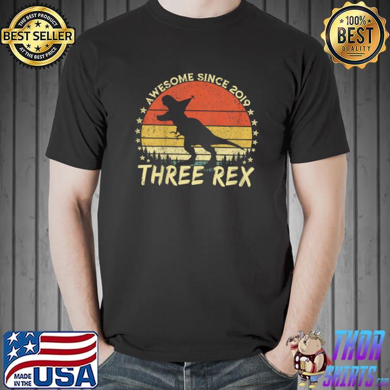 Awesome Kids Three Rex Birthday 3 Yrs Old Girls Boys Toddlers 3rd bday T-Shirt