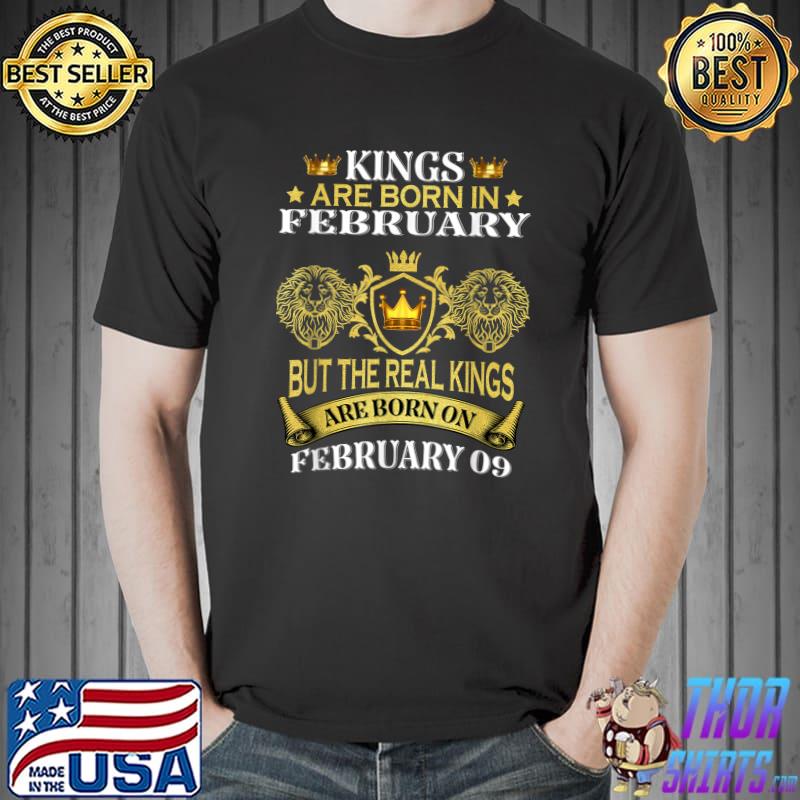 Awesome Kings Are Born On February 9th Birthday Bday Men Boy Kid Tee T-Shirt Unisex