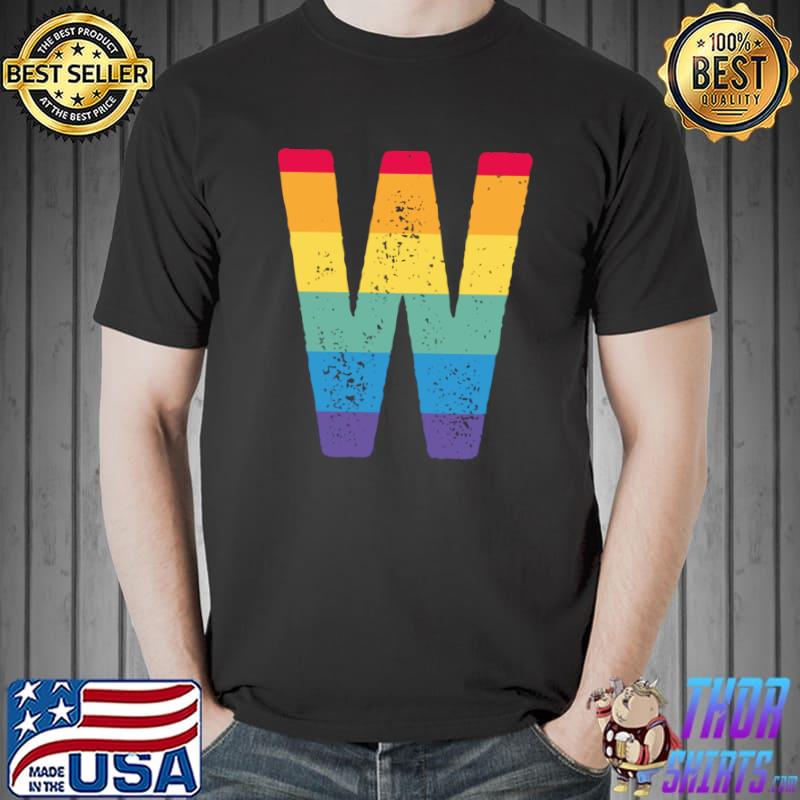 Awesome Letter W Capital Alphabet Monogram Initial Rainbow Letter W T-Shirt Unisex