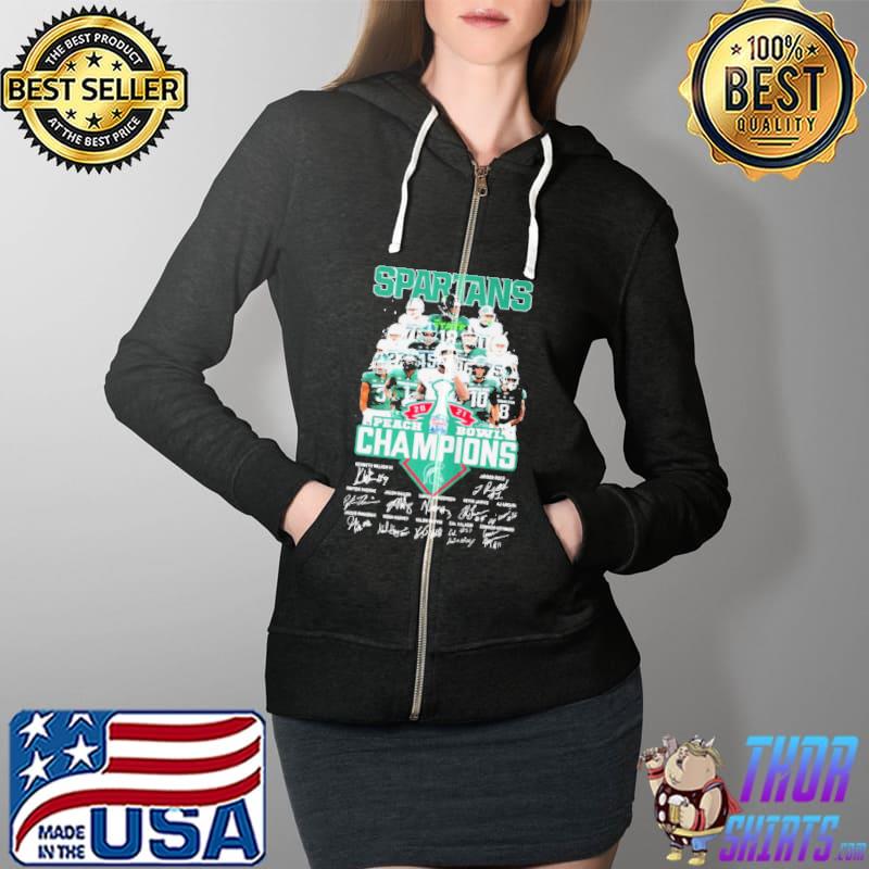 Awesome Michigan state spartans 2021 peach bowl champions team player signature thank fans Full Zip Hooded