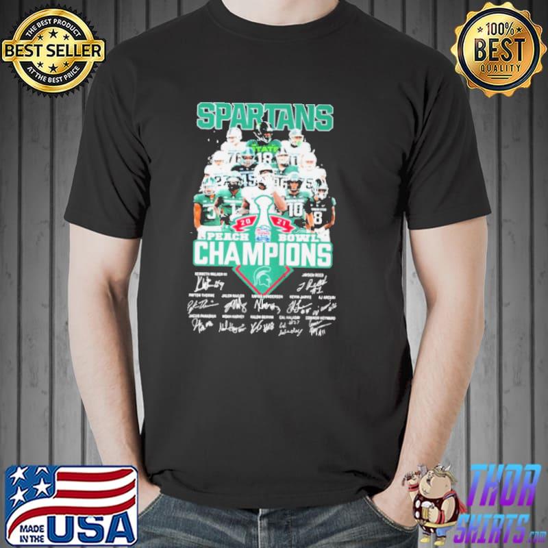 Awesome Michigan state spartans 2021 peach bowl champions team player signature thank fans Unisex
