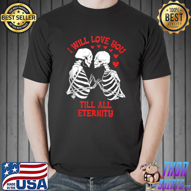 Awesome Skeleton Lovers Kiss Skull Couple Kissing Valentine's Day T-Shirt Unisex