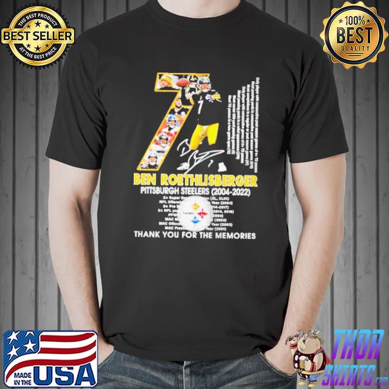 Ben Roethlisberger Pittsburgh Steelers 2022 thank you for the memories  signature T-shirt – Emilytees