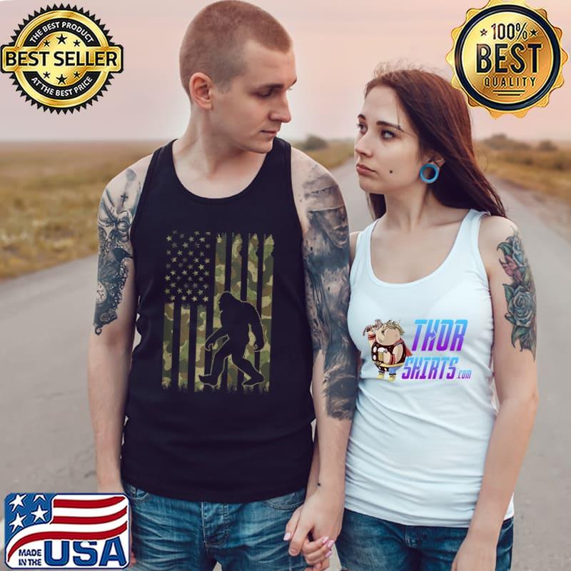 Best Bigfoot 4th of July American Flag Camo Boys Kids Patriotic T- Tank Top