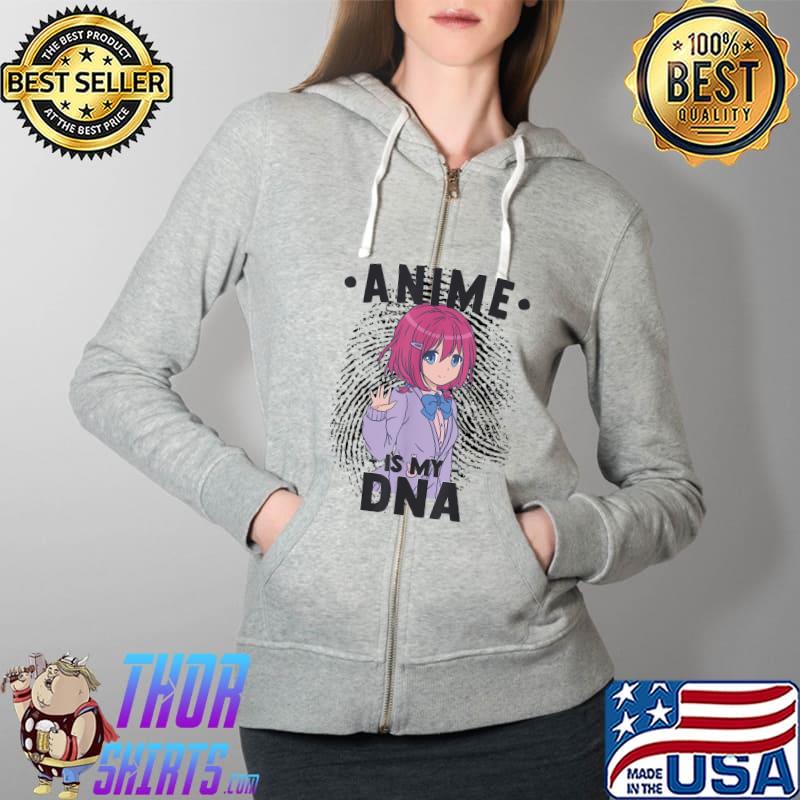 Best Funny Anime Otaku - Anime Is My DNA Fingerprint Japanese T-Shirt Full Zip Hooded
