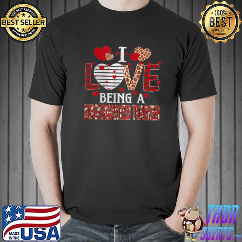 Best I Love Being A Kindergarten Teacher Red Plaid Valentines Shirt Unisex
