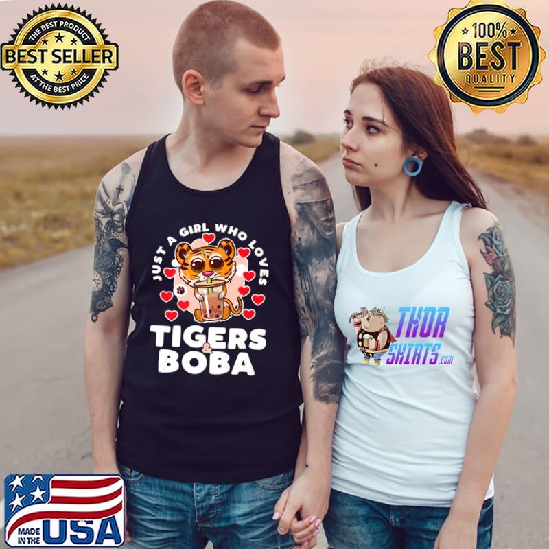Best Just A Girl Who Loves Tigers and Boba Tea Tiger Animal Lover T-Shirt Tank Top