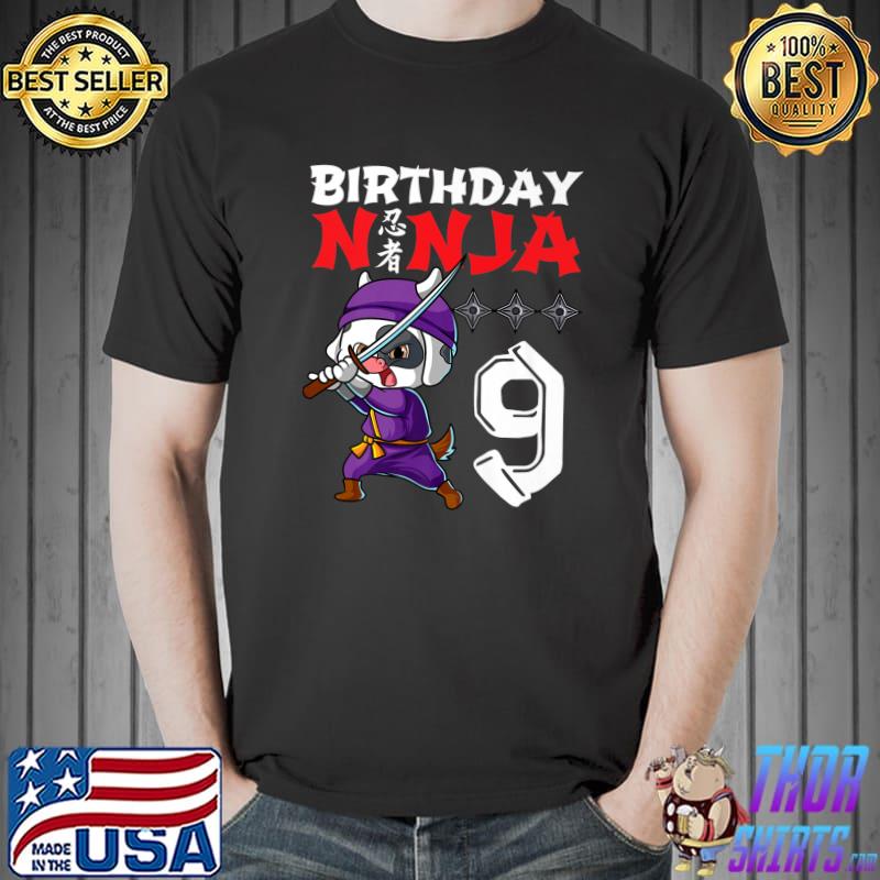 Best Kids 9 Year Old Kawaii Cow Japanese 9th Birthday Ninja Boy Premium T-Shirt Unisex