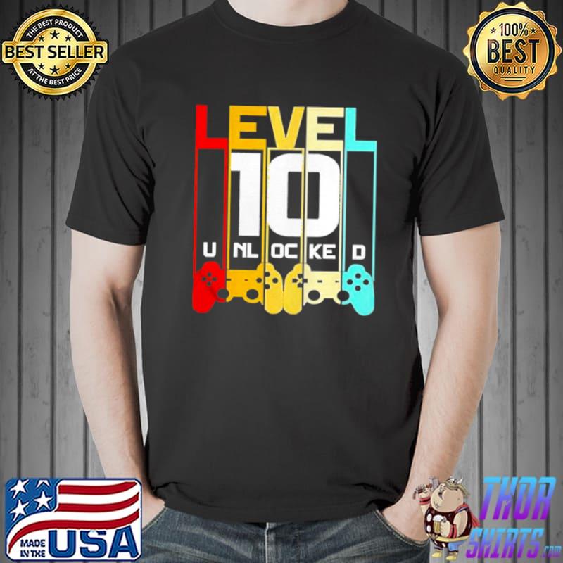 Best Level 10 Unlocked 10th Birthday Matching Video Game Shirt Unisex