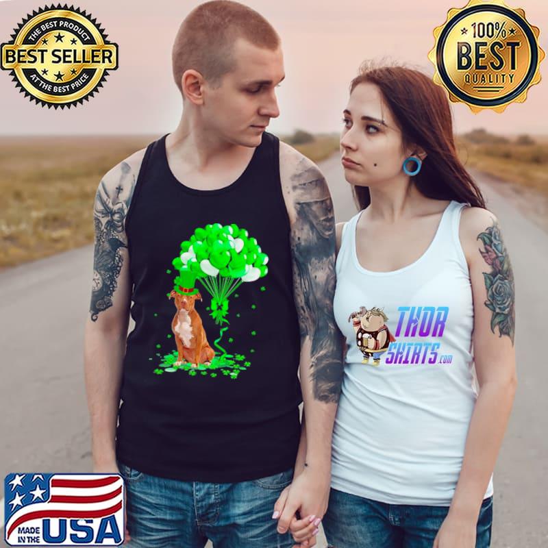 Best Lucky Balloon Brown Pitbull Terrier Hearts Valentine’s Day Shirt Tank Top