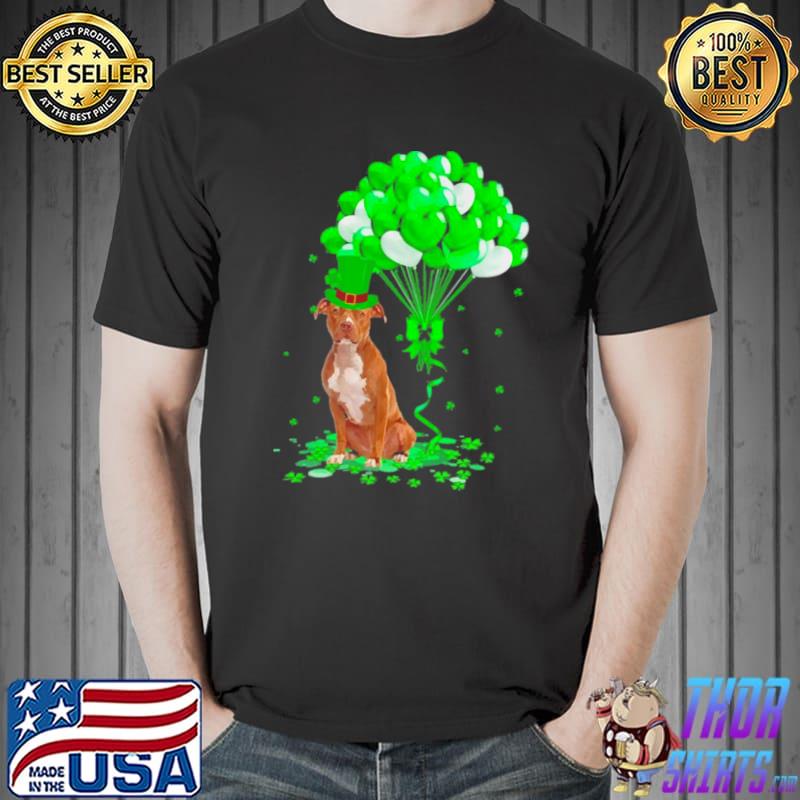 Best Lucky Balloon Brown Pitbull Terrier Hearts Valentine’s Day Shirt Unisex