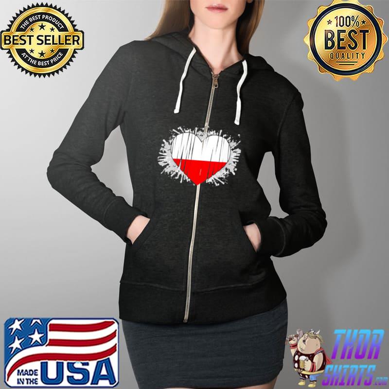 Best Polish Flag In Heart Shape For Tourists Poland Shirt Full Zip Hooded