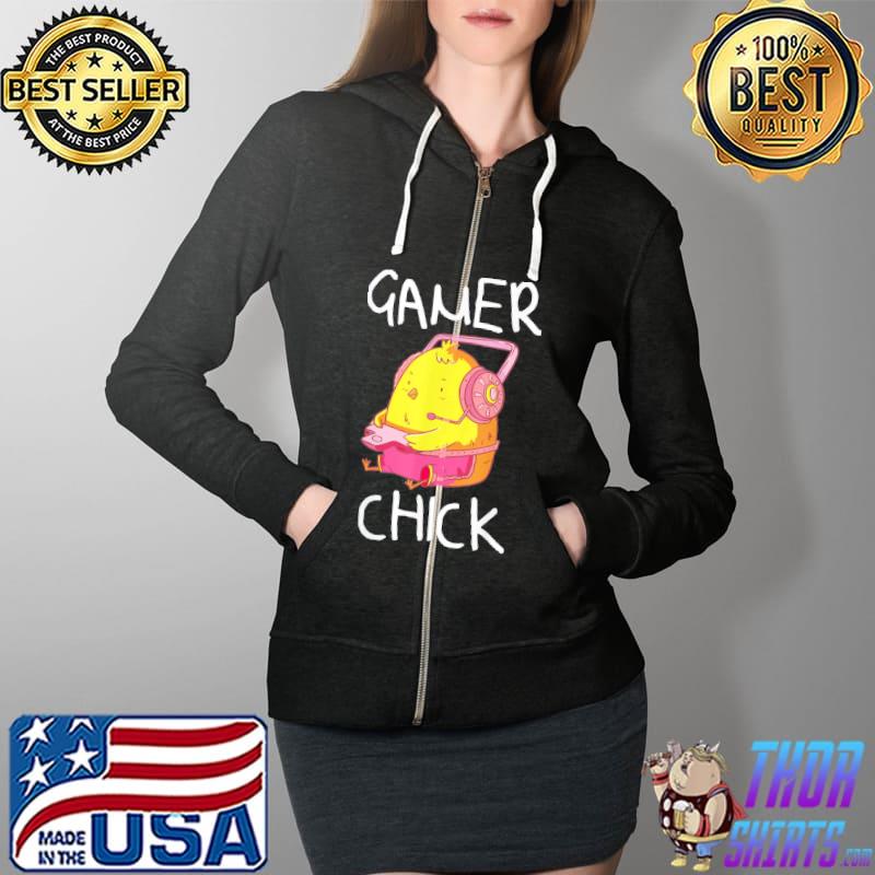 Cute Gamer Chick Video Gaming T-Shirt Full Zip Hooded