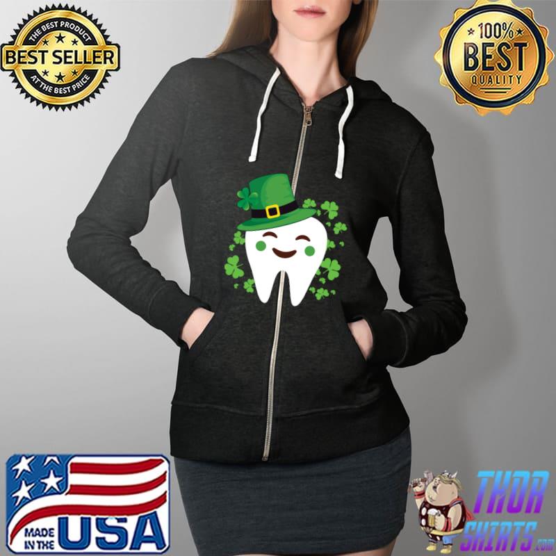 Funny Cute Tooth Hat Dental Assistant St Patricks Day Clover T- Full Zip Hooded