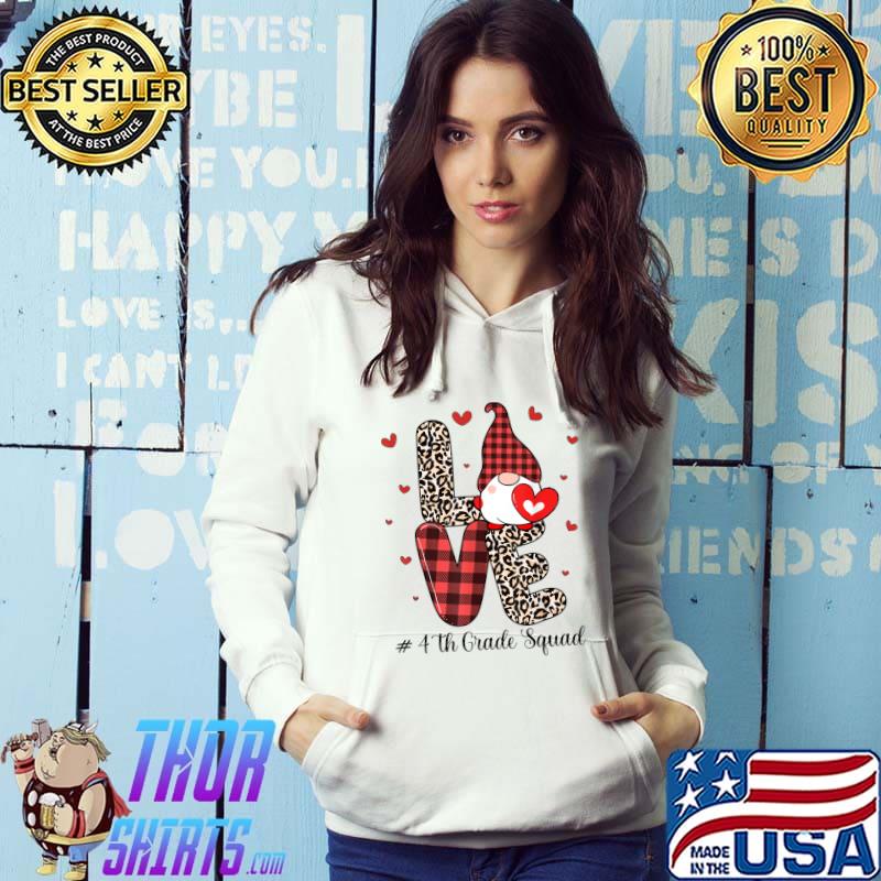 Funny Love Gnome 4th grade Squad Valentine Day 2022 Funny Teachers T-Shirt