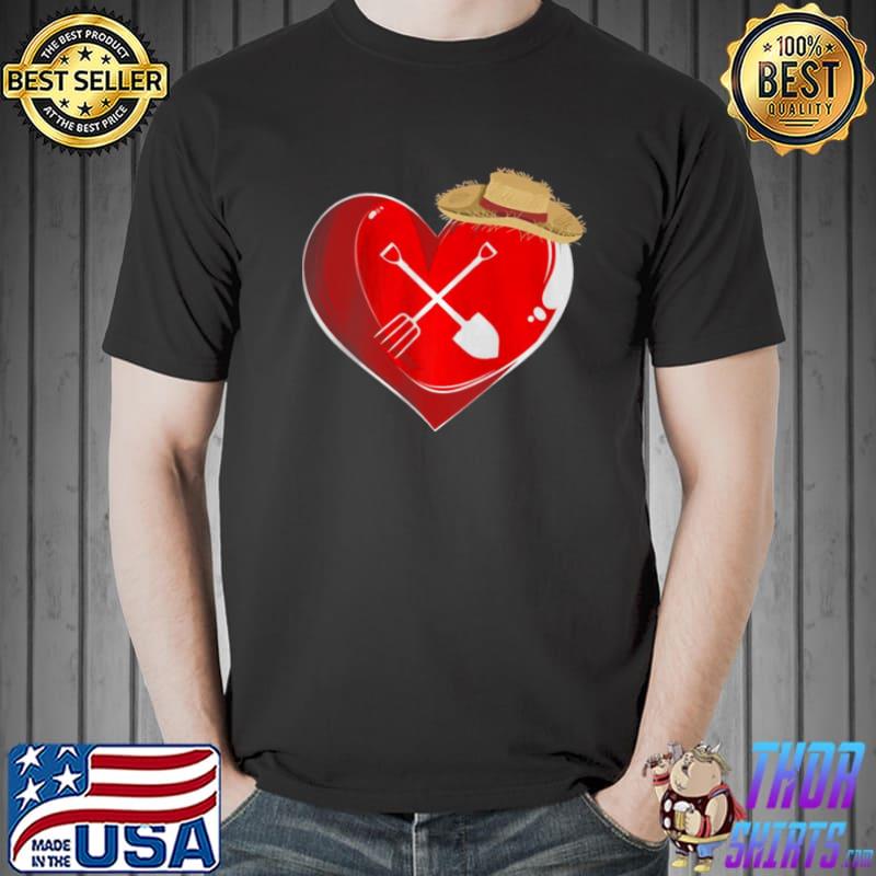 Funny Love Heart Farmer Valentines Day Funny Jobs Shirt Unisex