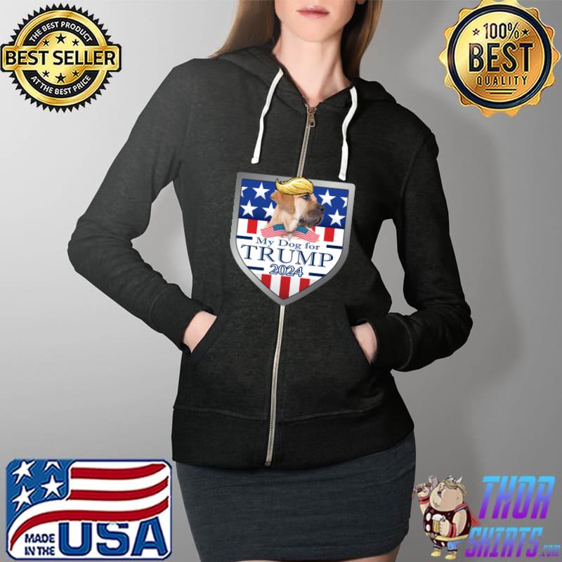 Funny My Dog For Trump 2024 Boerboel Pullover T Shirt Full Zip Hooded