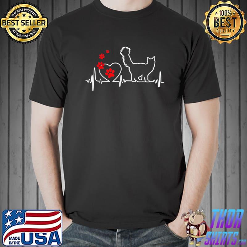Funny Valentines Day Love Heartbeat Cat Kitten Lover Cat Dad Mom T-Shirt Unisex