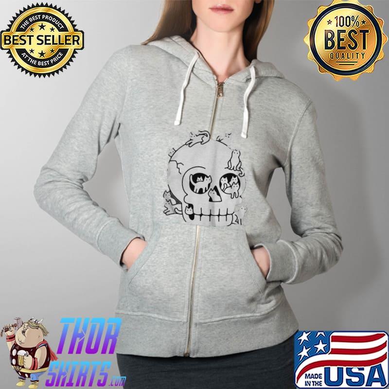 Lladnek skull is full of cats wash doodle Full Zip Hooded
