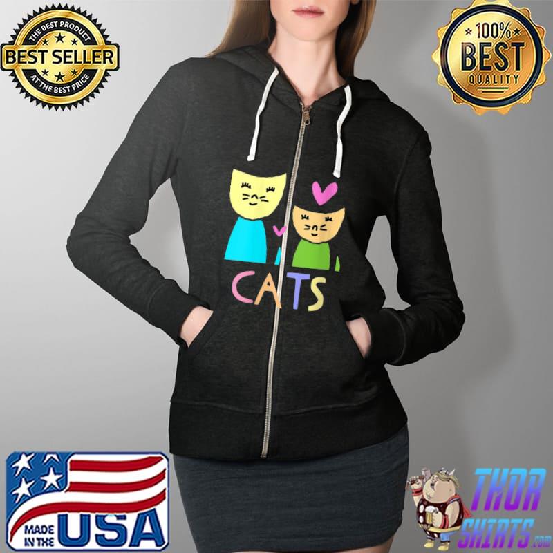 Love Cats drawing by Jad Fair Shirt Full Zip Hooded