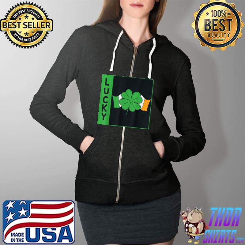Lucky Leprechaun Irish Clover St Patrick’s Day Shamrock T-Shirt Full Zip Hooded