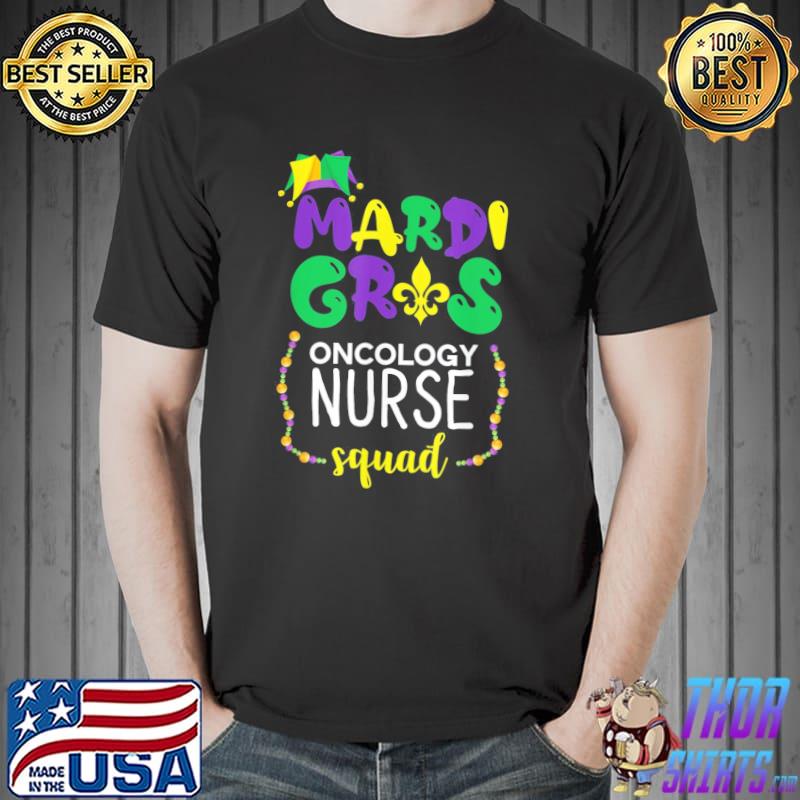 Mardi Gras Oncology Nurse Fleur De Lis Jester Hat Carnival T-Shirt