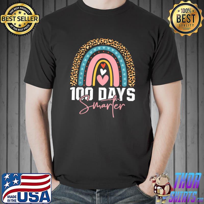 Nice 100 Days Smarter - Happy 100th Day of School Rainbow Leopard T-Shirt Unisex